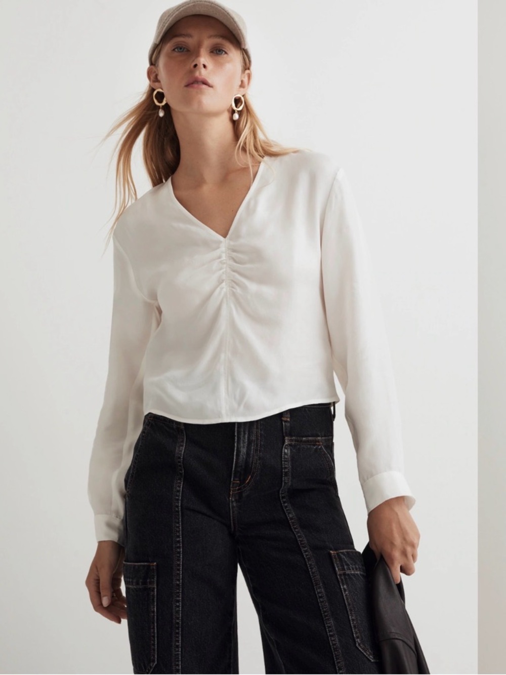 Madewell Brushed Ruched-Front Top in Sz 10